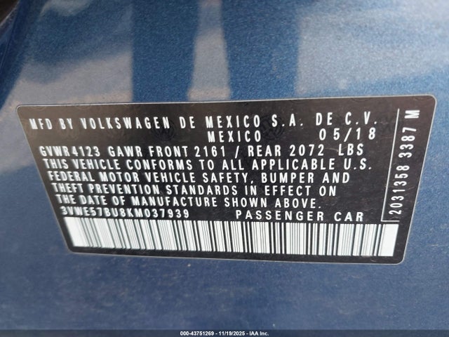 2019 VOLKSWAGEN JETTA 3VWE57BU8KM037939 Photo 8