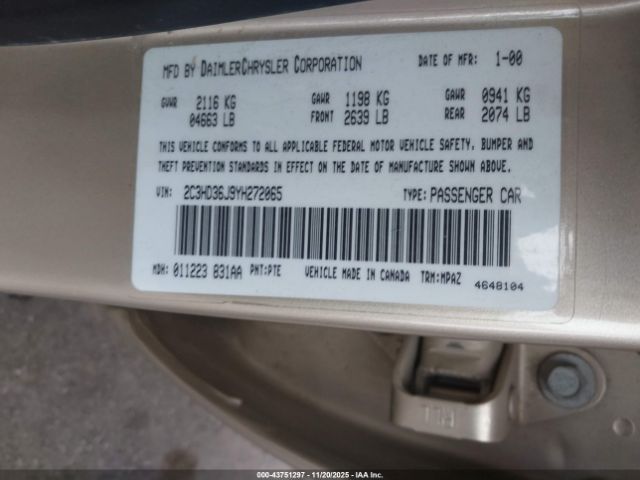 2000 CHRYSLER CONCORDE 2C3HD36J9YH272065 Photo 8