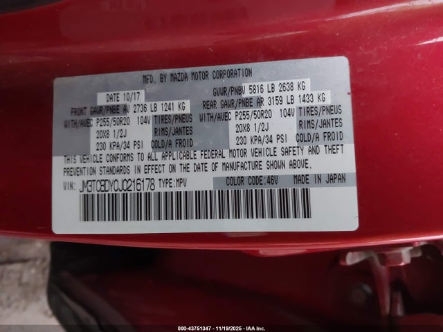 Mazda Cx-9 Grand Touring 2018 JM3TCBDY0J0216178 Image 9