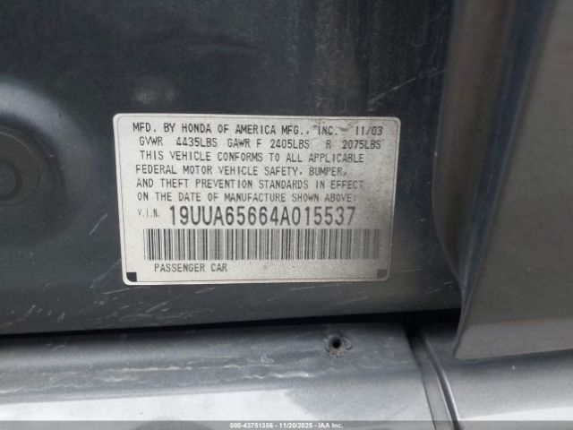 2004 ACURA TL 19UUA65664A015537 Photo 8