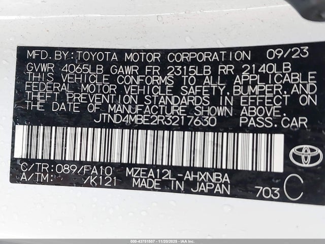 Toyota COROLLA SE 2024 JTND4MBE2R3217630 Image 9