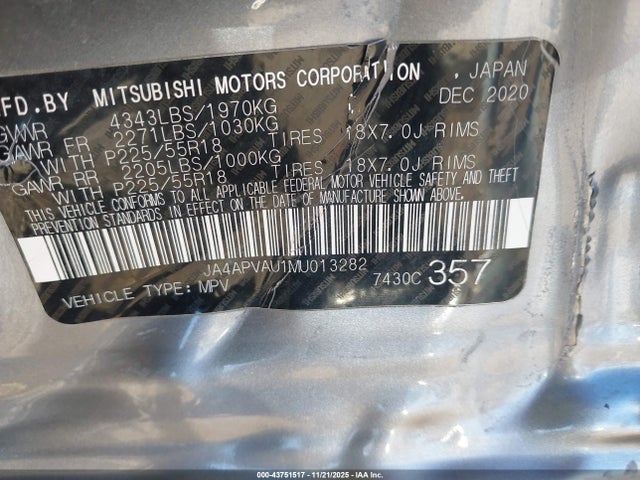 2021 MITSUBISHI OUTLANDER SPORT JA4APVAU1MU013282 Photo 8