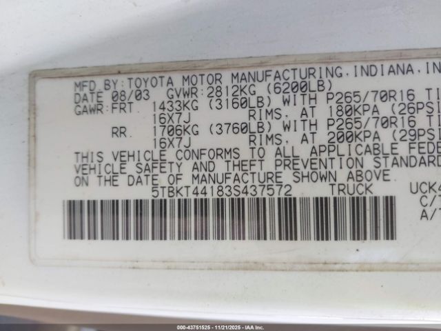 2003 TOYOTA TUNDRA 5TBKT44183S437572 Photo 8