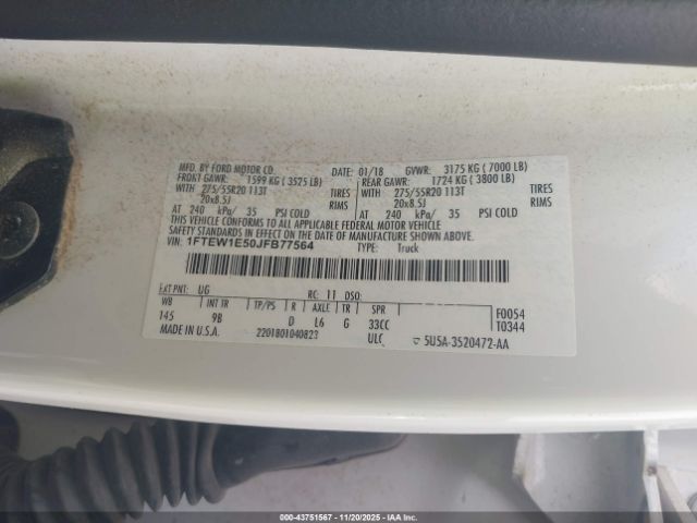 2018 FORD F-150 1FTEW1E50JFB77564 Photo 8