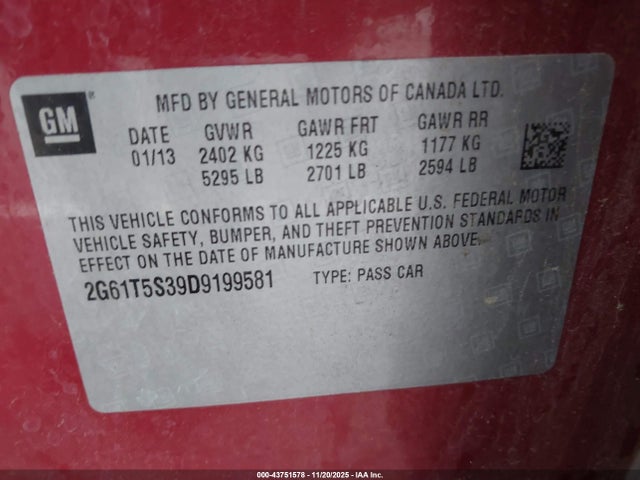 2013 CADILLAC XTS 2G61T5S39D9199581 Photo 8