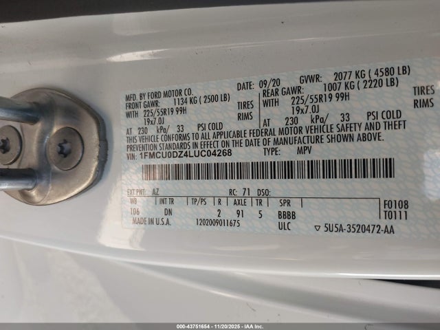 2020 FORD ESCAPE 1FMCU0DZ4LUC04268 Photo 8