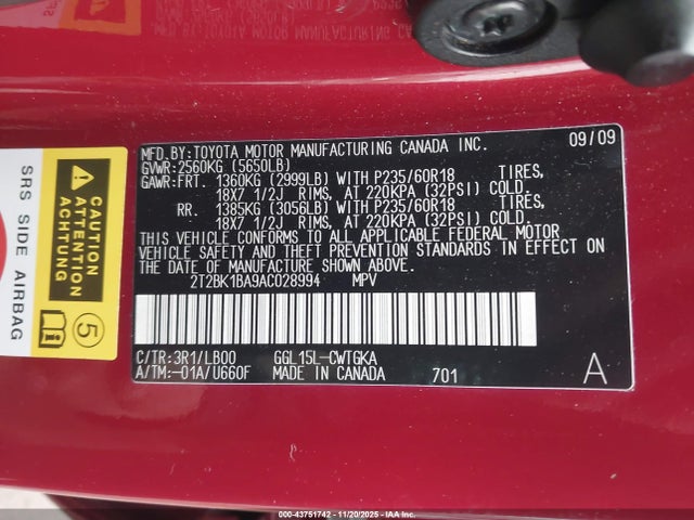Aukcja sprzedaży 2010 Lexus Rx 350, vin: 2T2BK1BA9AC028994, numer aukcji: 43751742