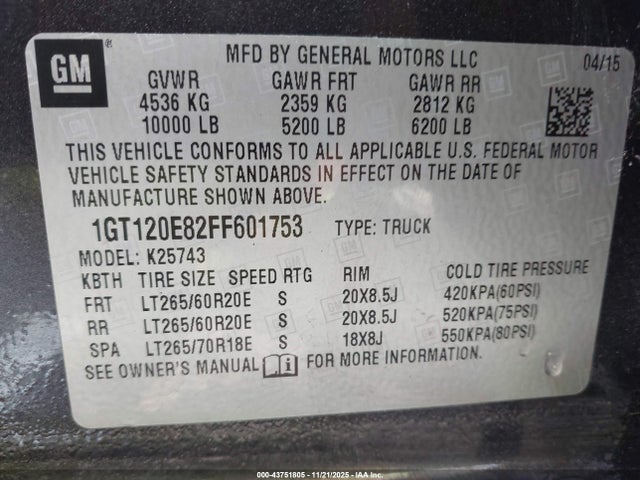 1GT120E82FF601753 GMC Sierra 2500hd Denali