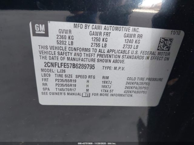 2011 CHEVROLET EQUINOX 2CNFLFE57B6289795 Photo 8