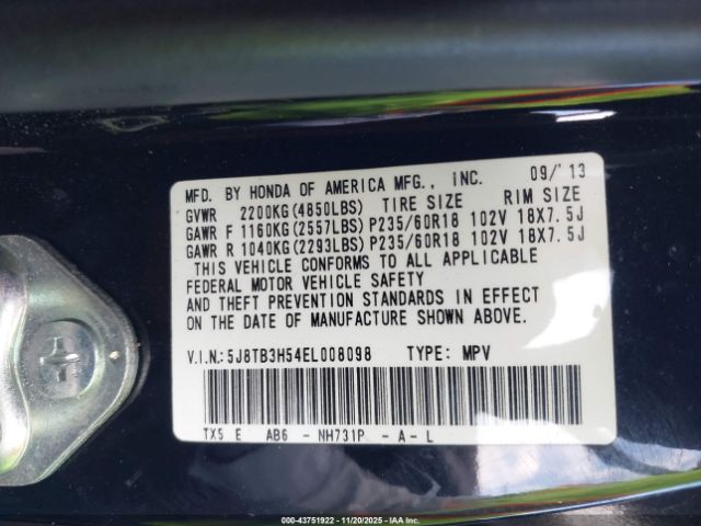 2014 ACURA RDX 5J8TB3H54EL008098 Photo 8