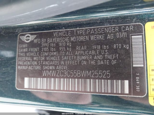 2011 MINI COOPER S COUNTRYMAN WMWZC3C55BWM25525 Photo 8