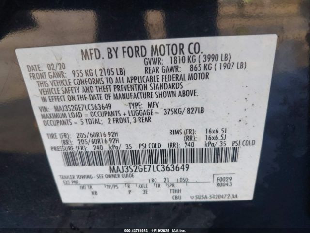 2020 FORD ECOSPORT MAJ3S2GE7LC363649 Photo 8