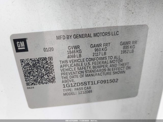 2020 CHEVROLET MALIBU 1G1ZD5ST1LF091502 Photo 8