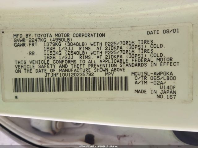 2002 LEXUS RX 300 JTJHF10U120235792 Photo 8