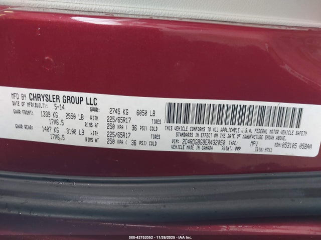2C4RDGBG9ER432050 Dodge Grand Caravan American Value Pkg/se/se 30th Anniversary