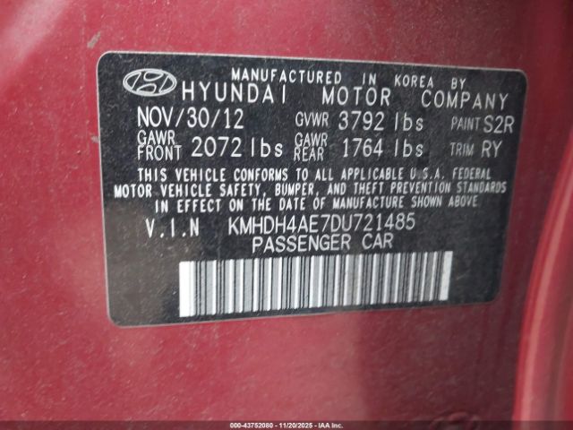 2013 HYUNDAI ELANTRA KMHDH4AE7DU721485 Photo 8