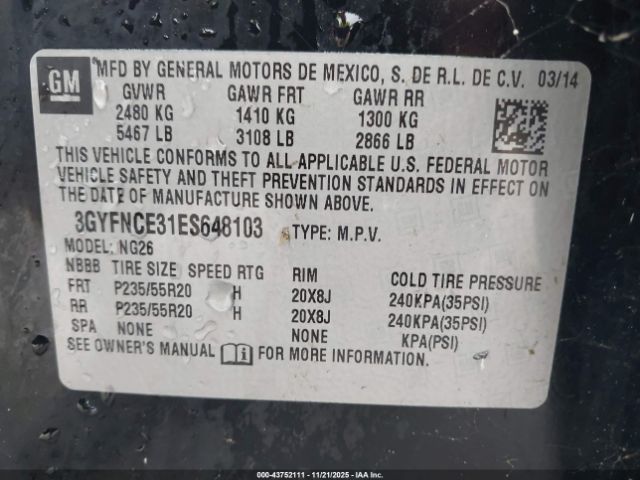 2014 CADILLAC SRX 3GYFNCE31ES648103 Photo 8