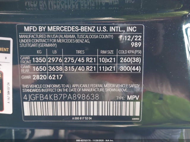 4JGFB4KB7PA898638 Mercedes-Benz Gle 350 4matic