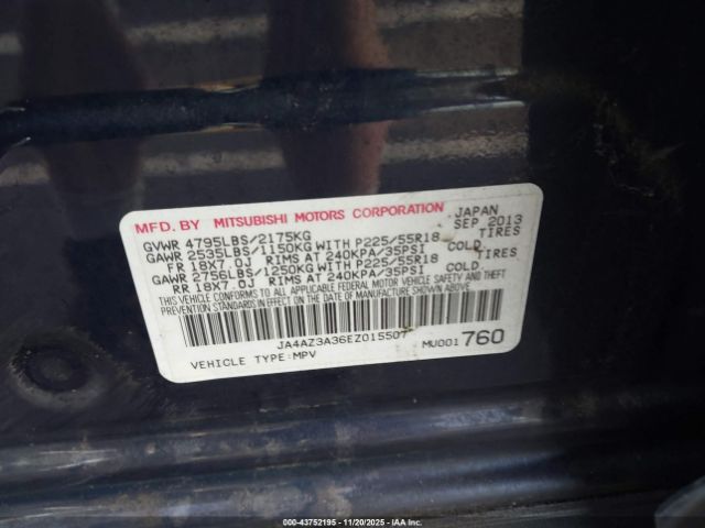 2014 MITSUBISHI OUTLANDER JA4AZ3A36EZ015507 Photo 8