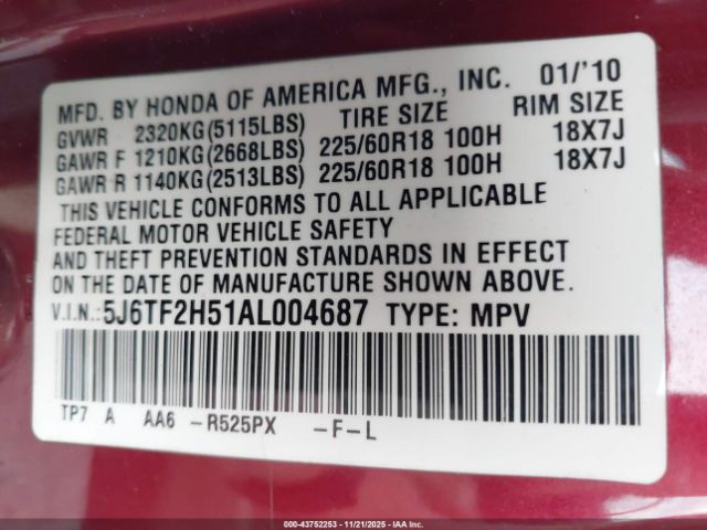 2010 HONDA ACCORD CROSSTOUR 5J6TF2H51AL004687 Photo 8