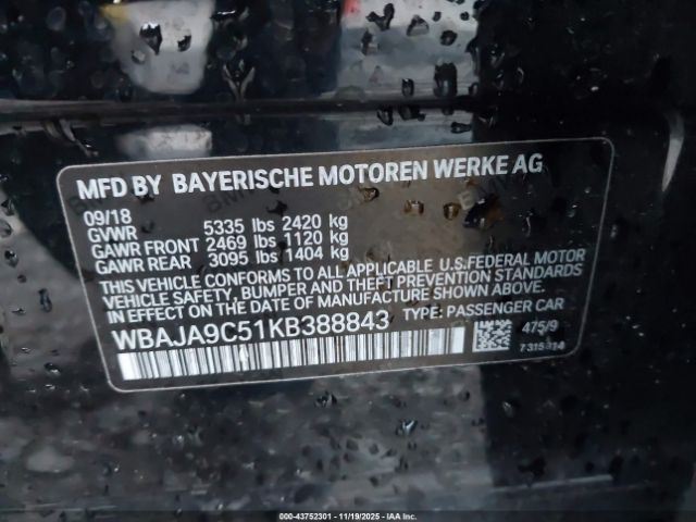 2019 BMW 530E WBAJA9C51KB388843 Photo 8