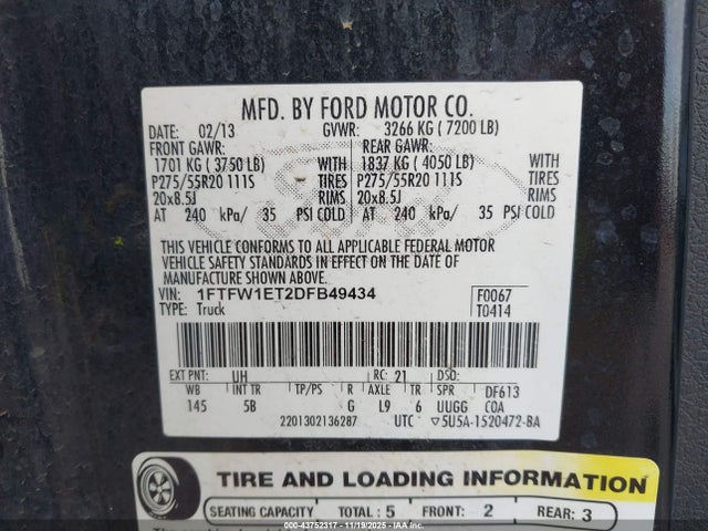 2013 FORD F-150 1FTFW1ET2DFB49434 Photo 8