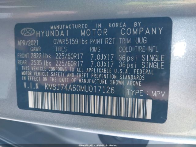 2021 HYUNDAI NEXO KM8J74A60MU017126 Photo 8