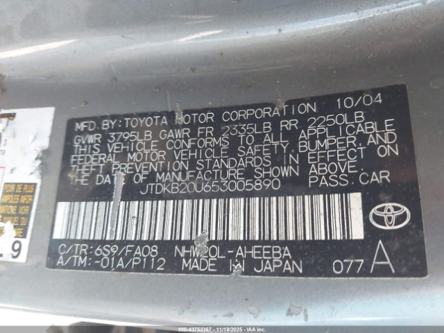 2005 TOYOTA PRIUS JTDKB20U653005890 Photo 8