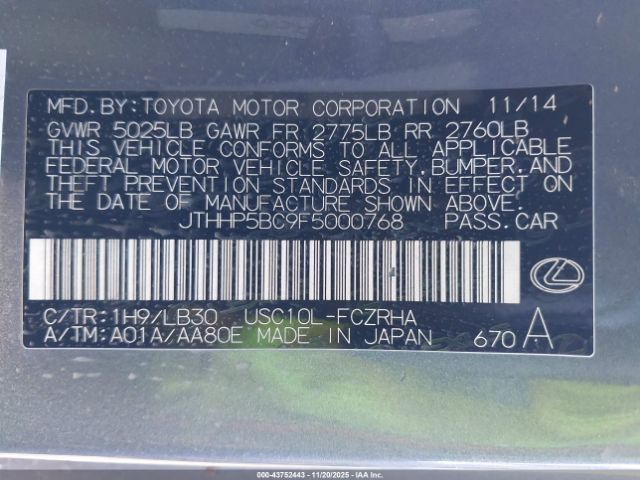 2015 LEXUS RC F JTHHP5BC9F5000768 Photo 8