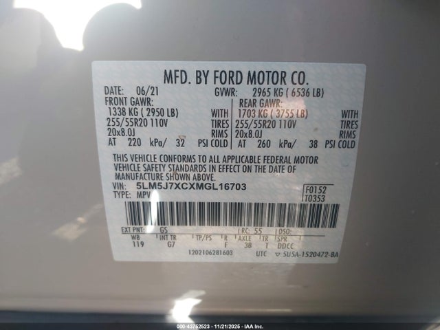 Lincoln Aviator Reserve 2021 5LM5J7XCXMGL16703 Image 9