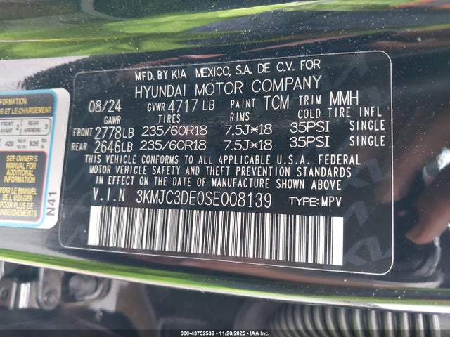 3KMJC3DE0SE008139 Hyundai Tucson Sel Convenience