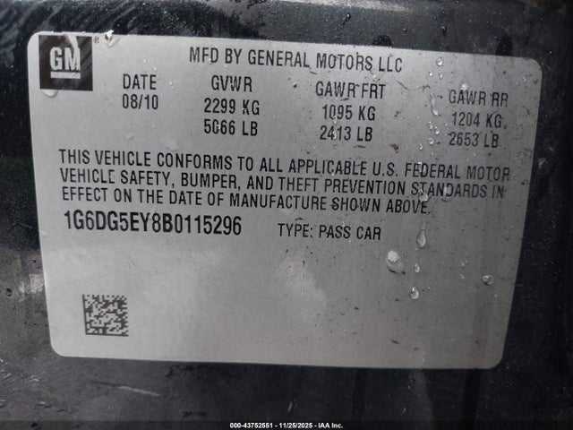 2011 CADILLAC CTS 1G6DG5EY8B0115296 Photo 8