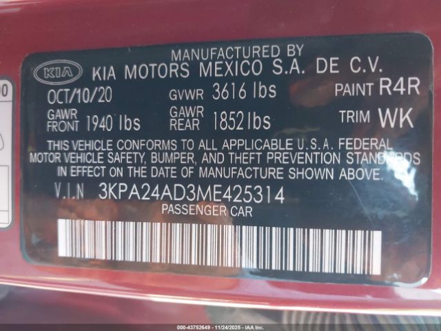 2021 KIA RIO 3KPA24AD3ME425314 Photo 8
