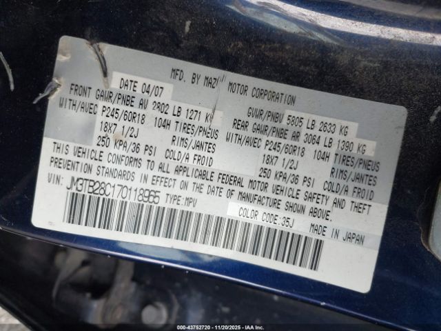 2007 MAZDA CX-9 JM3TB28C170118965 Photo 8