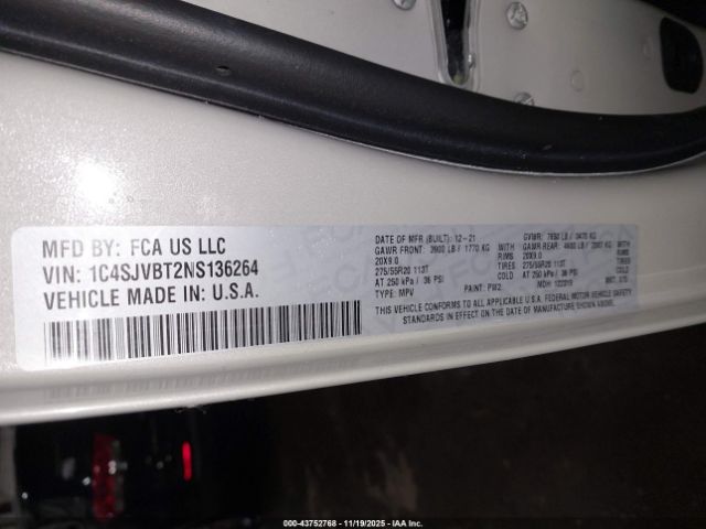 2022 JEEP WAGONEER 1C4SJVBT2NS136264 Photo 8