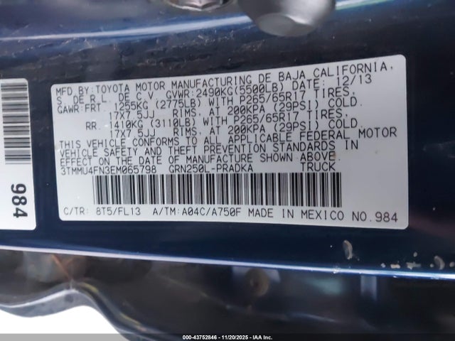 Toyota Tacoma Base V6 2014 3TMMU4FN3EM065798 Image 9