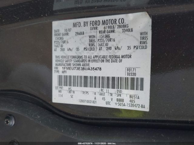 2008 FORD EXPLORER 1FMEU73E38UA35478 Photo 8