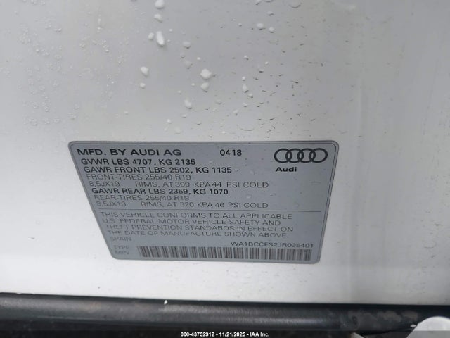 2018 AUDI Q3 WA1BCCFS2JR035401 Photo 8