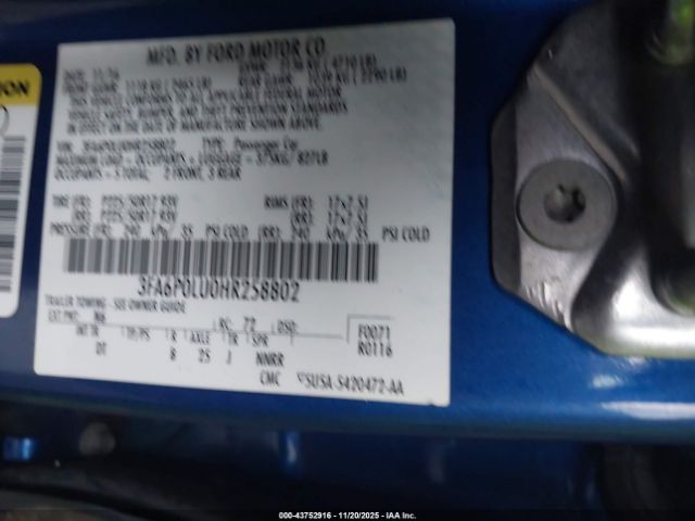 2017 FORD FUSION HYBRID 3FA6P0LU0HR258802 Photo 8