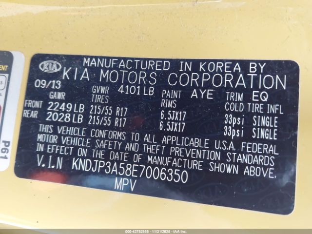 2014 KIA SOUL KNDJP3A58E7006350 Photo 8