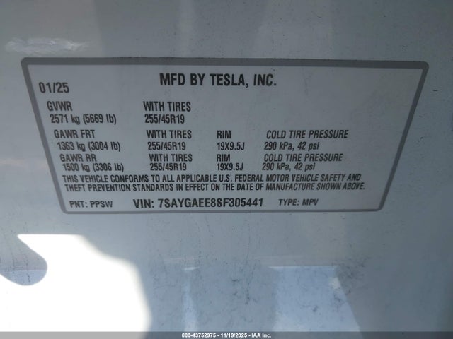 2025 TESLA MODEL Y 7SAYGAEE8SF305441 Photo 8