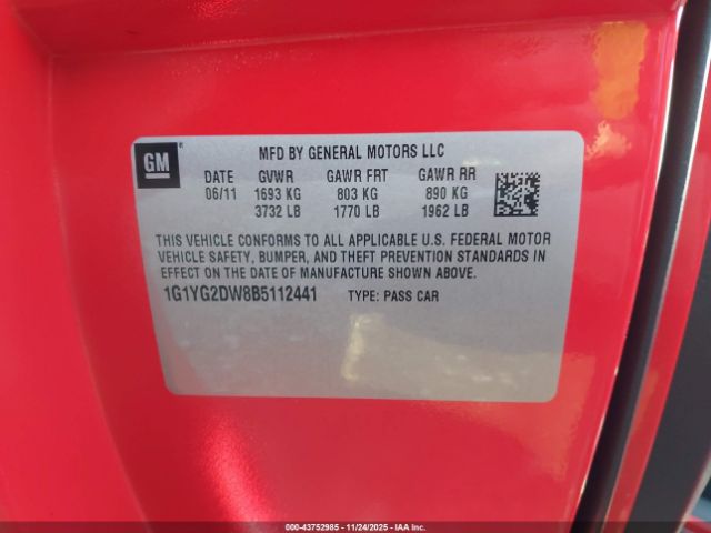 2011 CHEVROLET CORVETTE 1G1YG2DW8B5112441 Photo 8