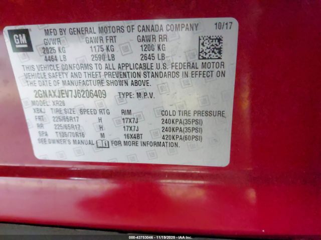 2018 CHEVROLET EQUINOX 2GNAXJEV7J6206409 Photo 8