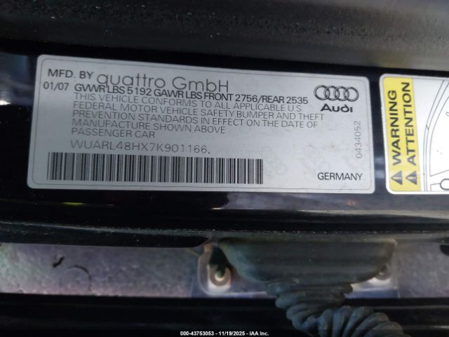 2007 AUDI S4 WUARL48HX7K901166 Photo 8