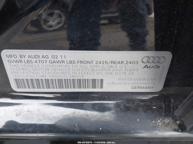 2011 AUDI A4 WAUAFAFLXBN045573 Photo 8