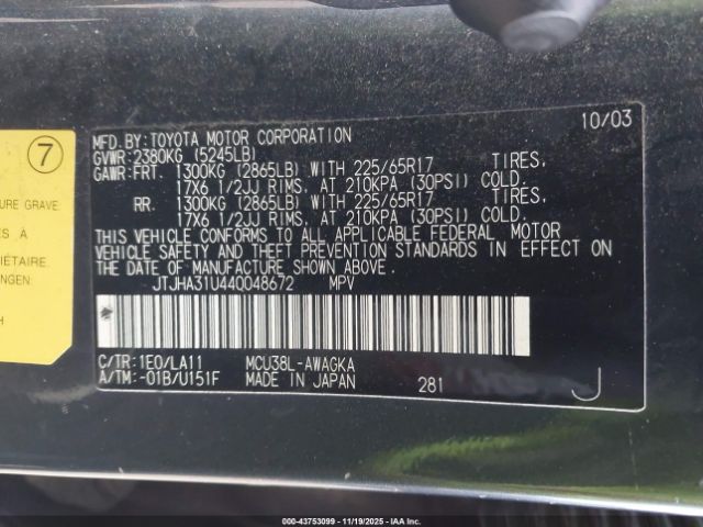 2004 LEXUS RX 330 JTJHA31U440048672 Photo 8