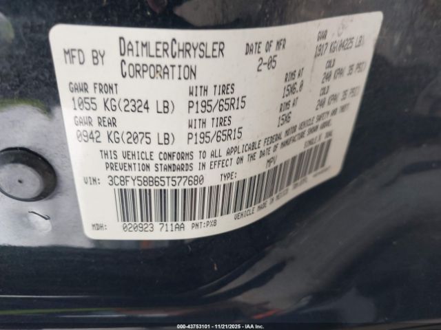 2005 CHRYSLER PT CRUISER 3C8FY58B65T577680 Photo 8