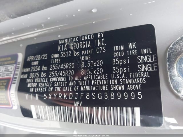 2025 KIA SORENTO 5XYRKDJF8SG389995 Photo 8