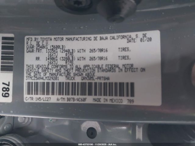 2020 TOYOTA TACOMA 3TMCZ5AN4LM329201 Photo 8