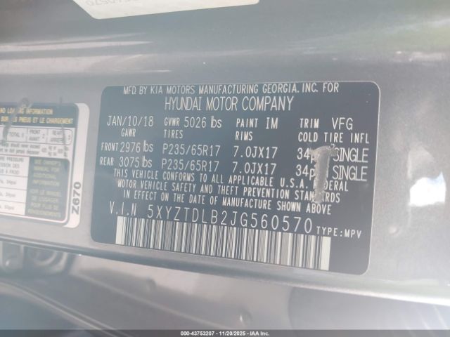 2018 HYUNDAI SANTA FE SPORT 5XYZTDLB2JG560570 Photo 8